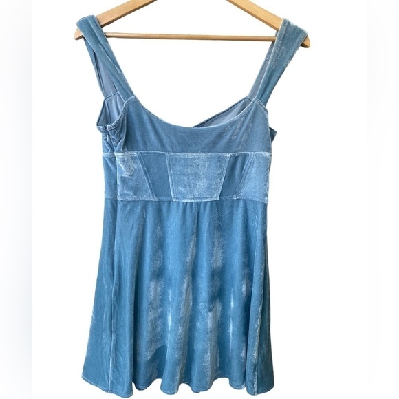 Urban Outfitters Velvet Babydoll Dress M Y2K Mini Corset Empire Waist Coquette - Picture 9 of 12